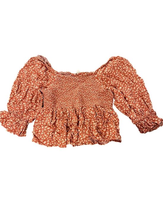 American Eagle Tops - American Eagle Womens Floral Print Off-Shoulder Smocked Top M Ruffled cuffs